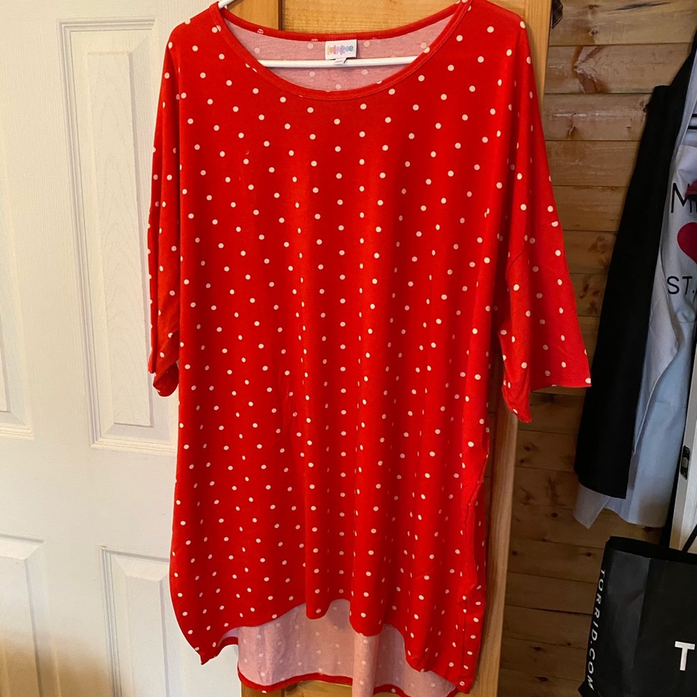 Lularoe Irma Tunic - Red polka dot